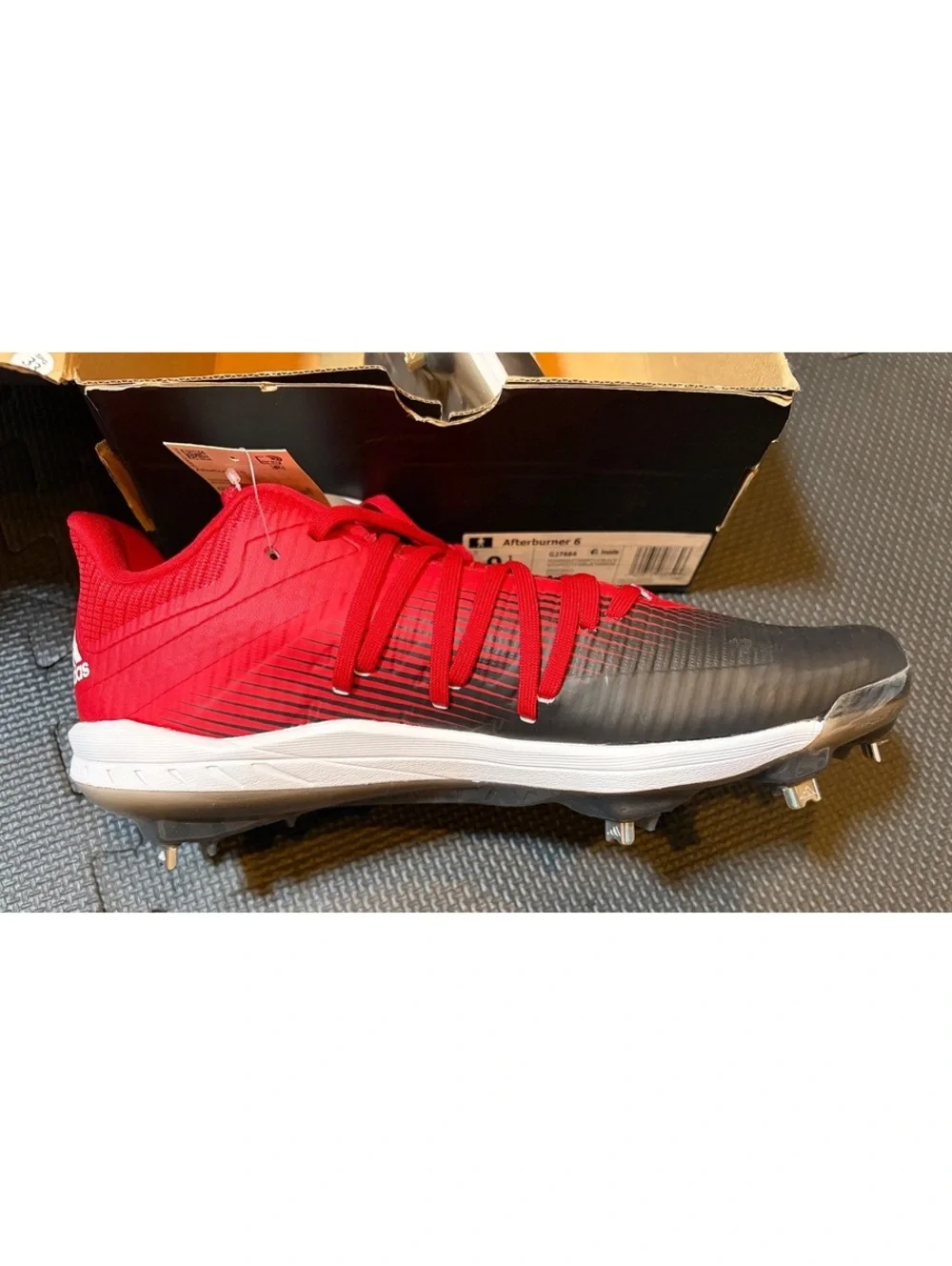 adidas Afterburner 6 Baseball Cleats Mens 9.5 Red Black Metal Spikes NWT